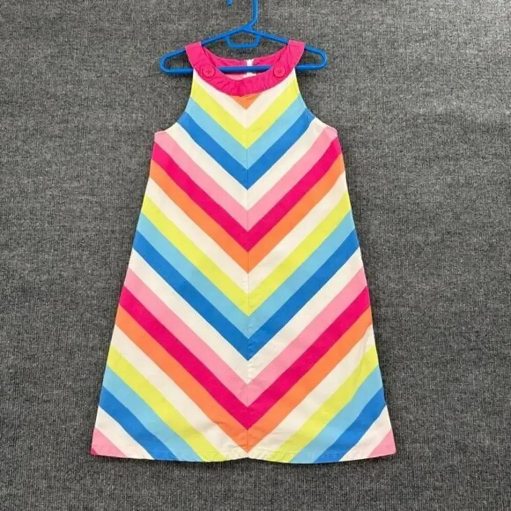 Gymboree Rainbow Cabana Dress Girls 8 Multicolor Chevron Sleeveless Cotton